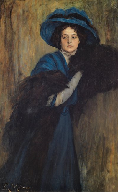 Porträt einer Dame in Blau von Raimundo de Madrazo y Garreta